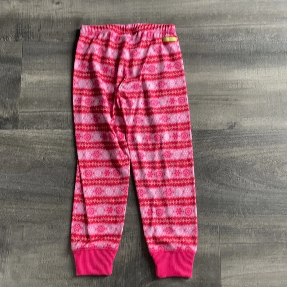 American Girl Pink Thermal Fair Isle Pajamas XS 6x with matching doll pajamas